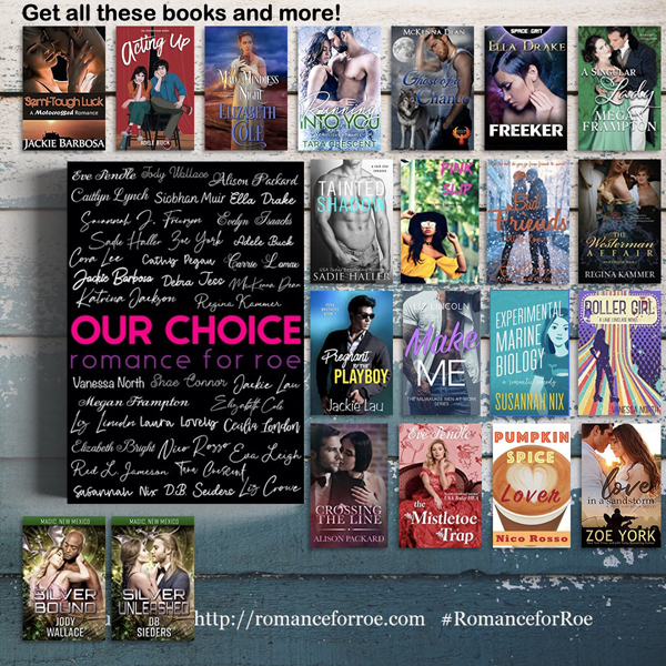 Romance for Roe promotional graphic with selected covers